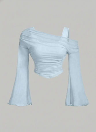 Light Blue Flared Sleeves Top