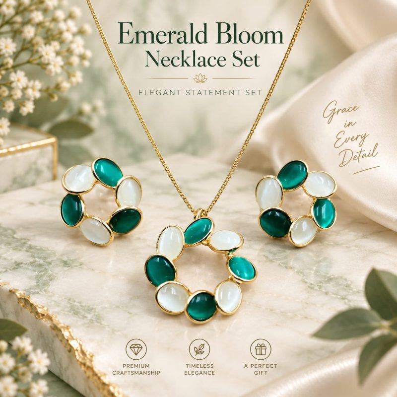 Elegant Emerald Necklace Set