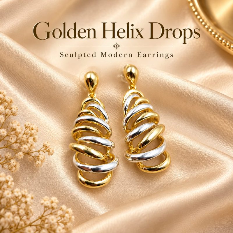 Golden Sculpted Modern Earring