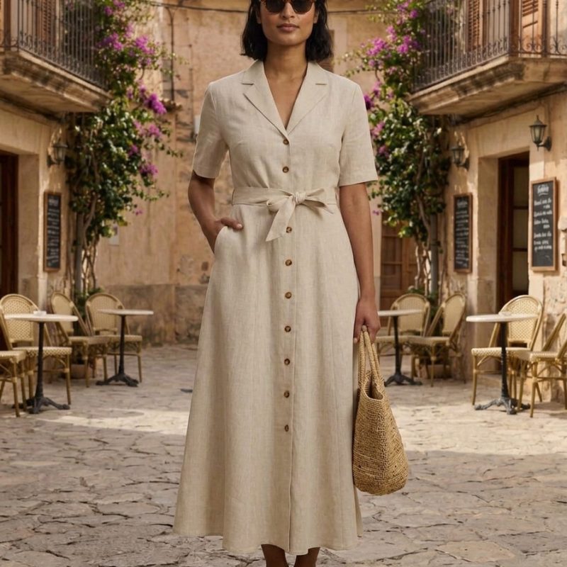 Elan Haven Linen Shirt Dress