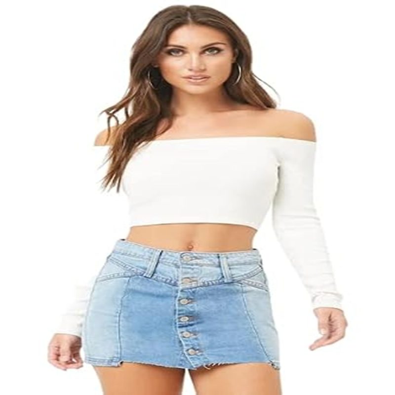 Ribbed Off Shoulder Full Sleeve