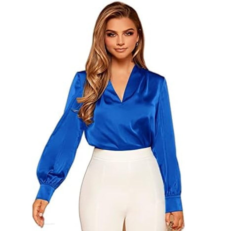 Silk Satin Solid Print Fancy Top