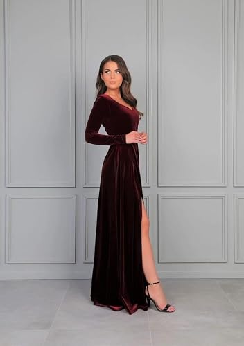Velvet Overlap Solid Printed Girl Long Gown | Western Designer Dress