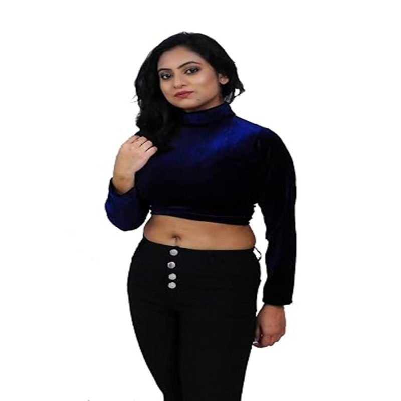 Velvet High Neck Full Sleeve Girls Top/High Neck Women Dress