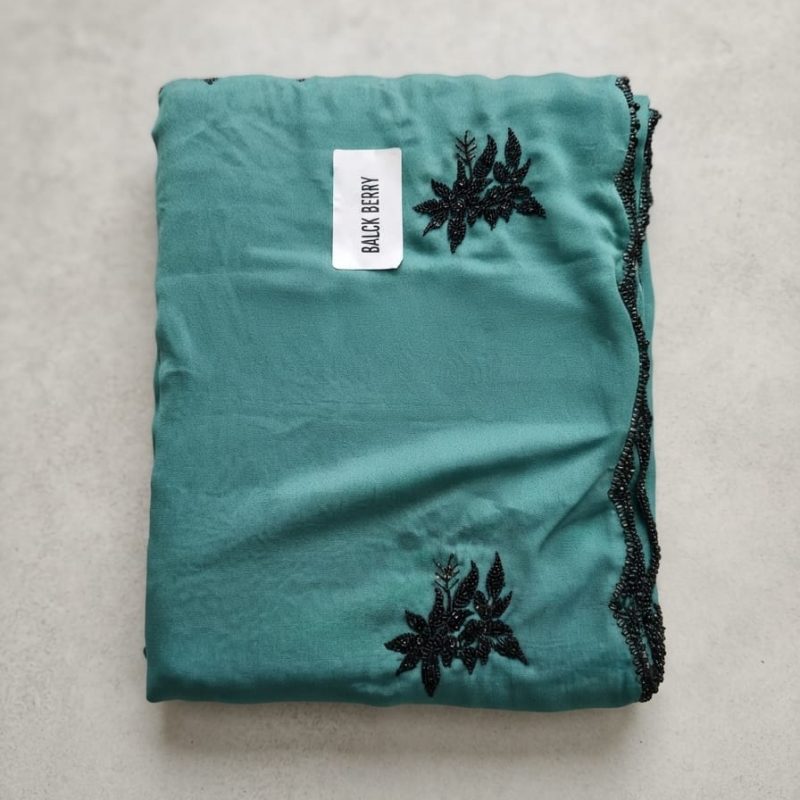 Teal Green Embroidered Saree