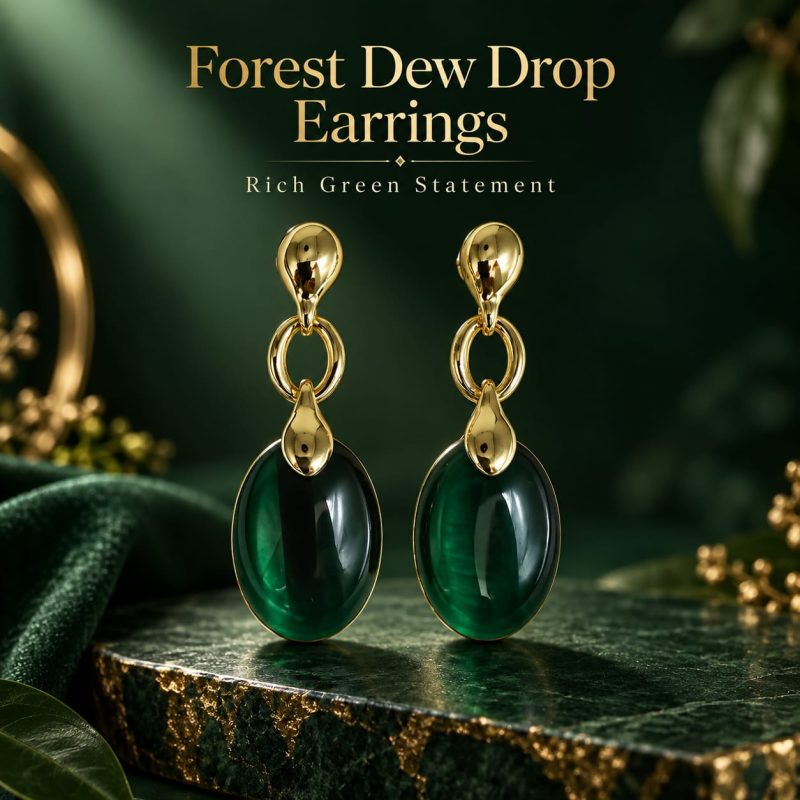 Dew Drop Green Statement Earring