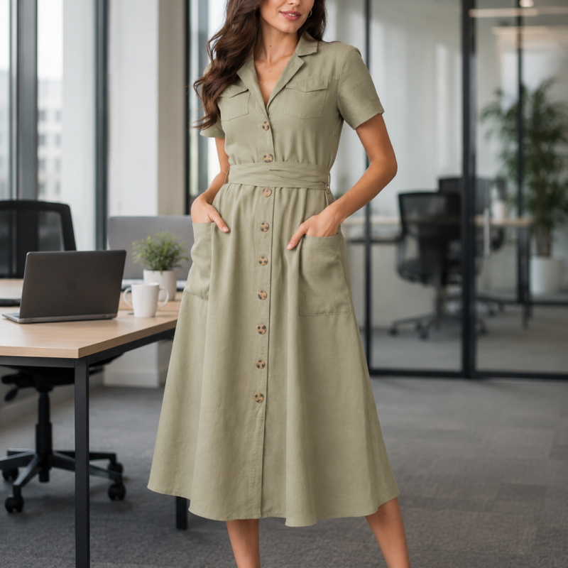 Sage Muse Utility Midi Dress,