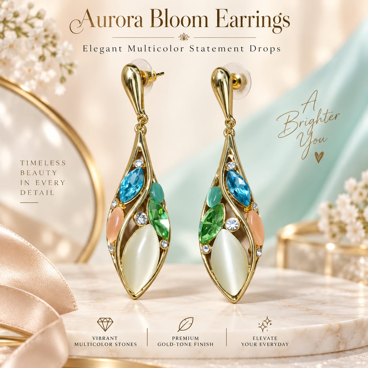 Multicolor Statement Drop Earrings