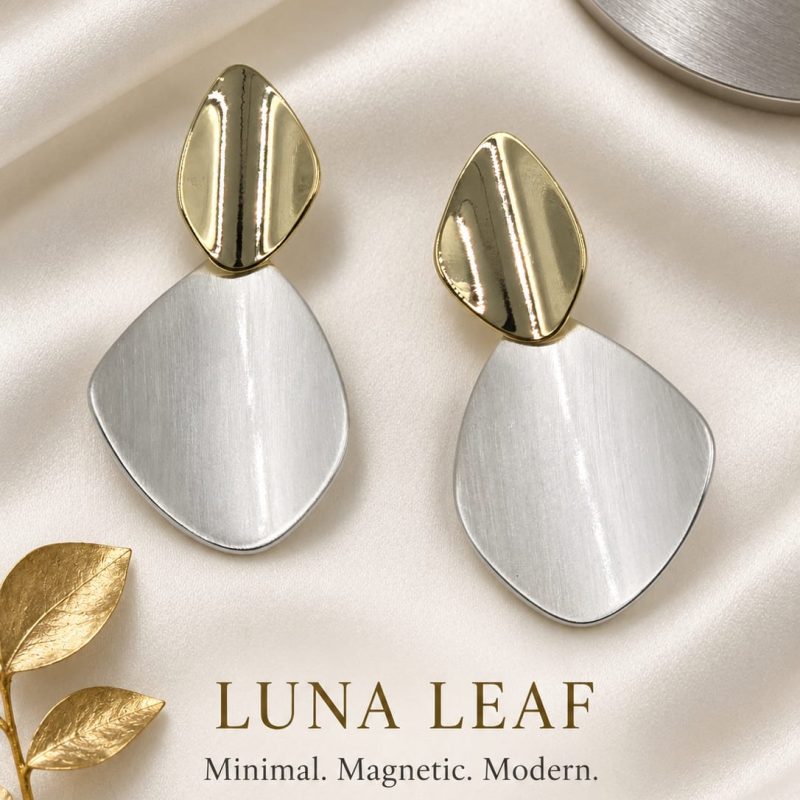 Luna Leaf Brushed Silver and Gold-tone Drops