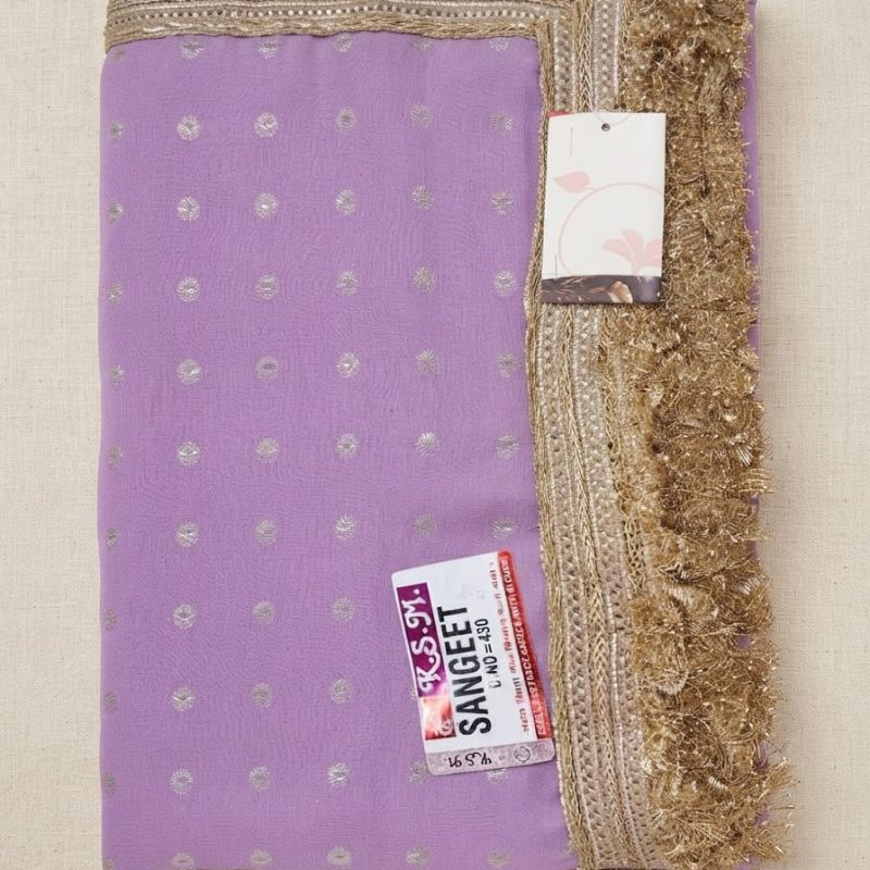 Lavendor Sequin Booti Lace Border Saree