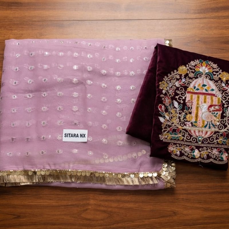 Lavender Sequin Embroidered Saree